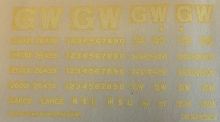 GWR CATTLE WAGON TRANSFERS