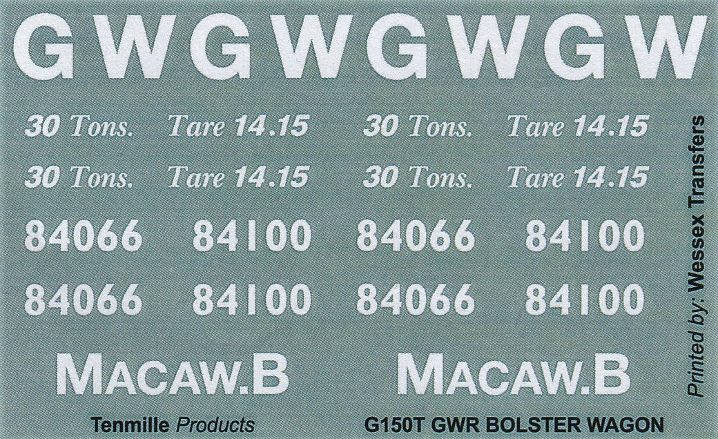 GWR BOGIE BOLSTER WAGON TRANSFERS